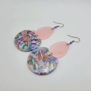 Pink and Purple Abstract Earrings